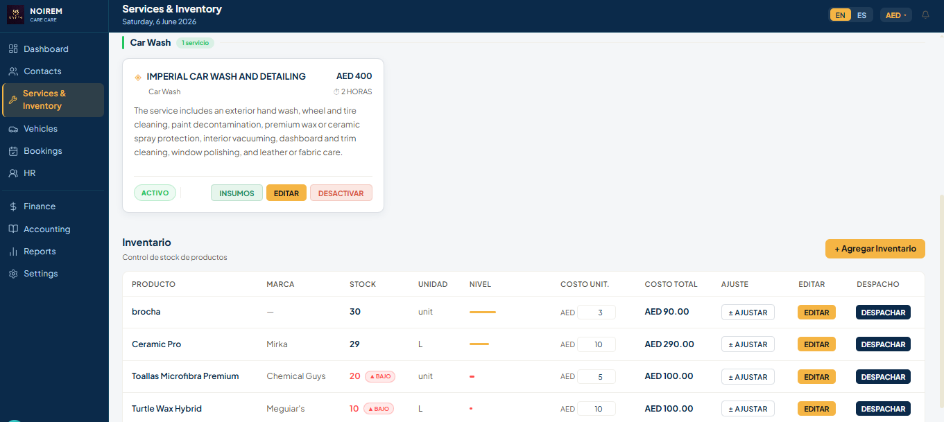 SAFFI Inventario — Control de stock y suministros para detailing